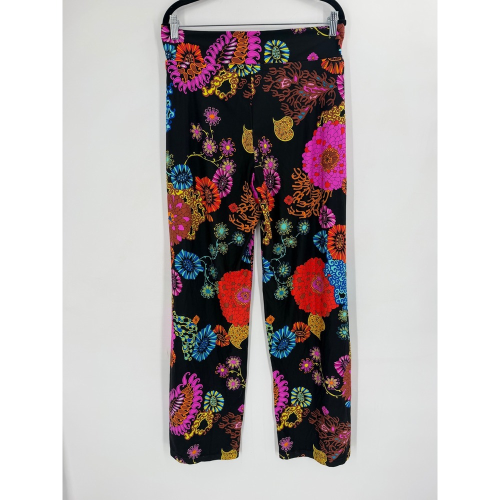 Trina Turk Cover-Up Pants Women Medium Black Electric Reef Floral Retro NWT - Picture 13 of 13
